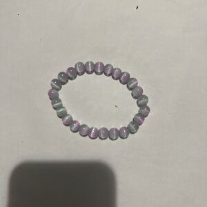 Purple and White Beaded Bracelet